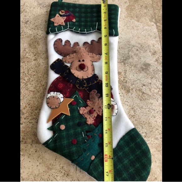 🌲 Holiday Reindeer Stocking Raised Design 17” Length - Picture 2 of 5